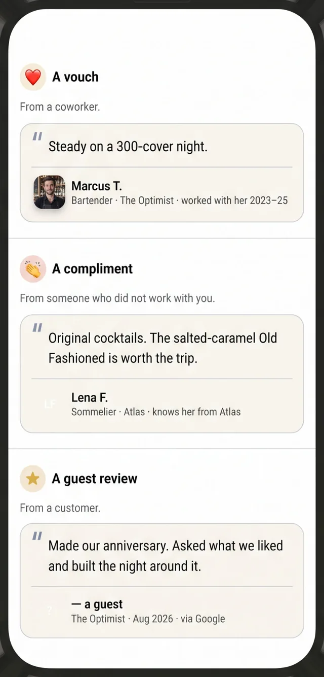 A coworker vouch, an industry compliment and a guest review on Armada